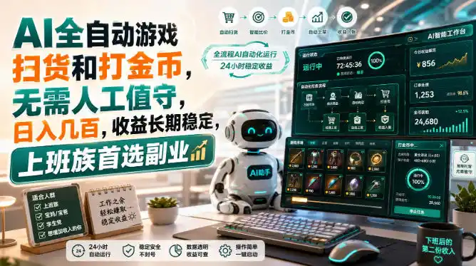 AI全自动游戏皮肤扫货和打金币，日入几百，内部方法大揭秘，0门槛！-云途创业网