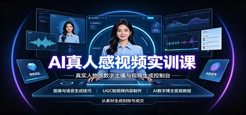 AI真人感视频实训课：图像语音生成，UGC内容制作，AI数字博主变现教程-云途创业网