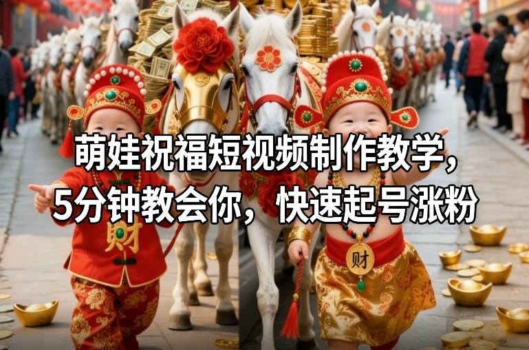 萌娃祝福短视频制作教学，5分钟教会你，快速起号涨粉-云途创业网