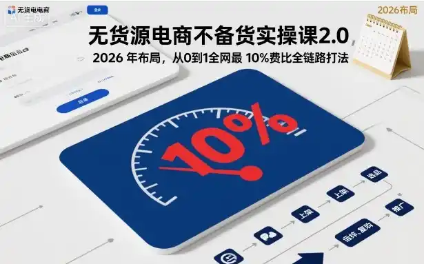 无货源电商不备货实操课2.0，2026年布局，从0到1全网最低10%费比全链路打法【更新261019】-云途创业网