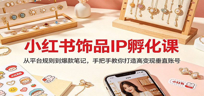 小红书饰品IP孵化课：从平台规则到爆款笔记，手把手教你打造高变现垂直账号-云途创业网