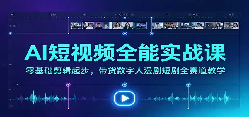 AI短视频全能实战课:零基础剪辑起步,带货数字人漫剧短剧全赛道教学-云途创业网