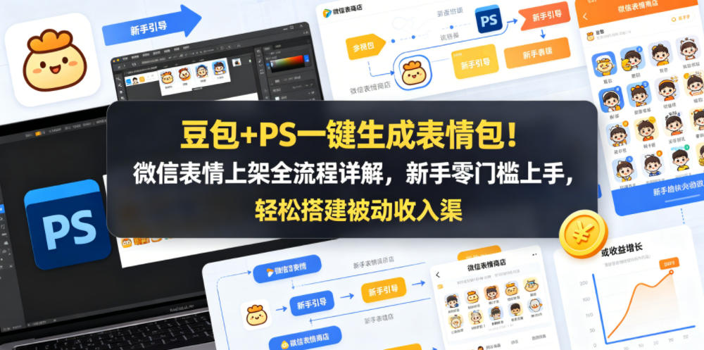 豆包+PS一键生成表情包！微信表情上架全流程详解，新手零门槛上手，轻松搭建被动收入渠道-云途创业网