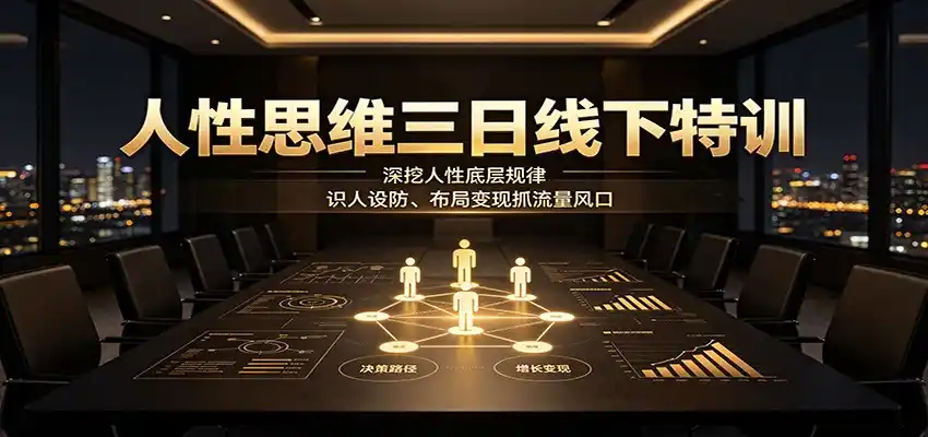 人性思维三日线下特训：深挖人性底层规律，识人设防、布局变现抓流量风口-云途创业网
