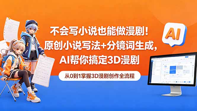 不会写小说也能做漫剧！原创小说写法+分镜词生成，AI帮你搞定3D漫剧-云途创业网