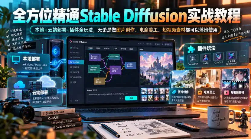 全方位精通Stable Diffusion实战教程｜本地+云端部署+插件全玩法，无论是做图片创作、电商美工、短视频素材都可以落地使用-云途创业网