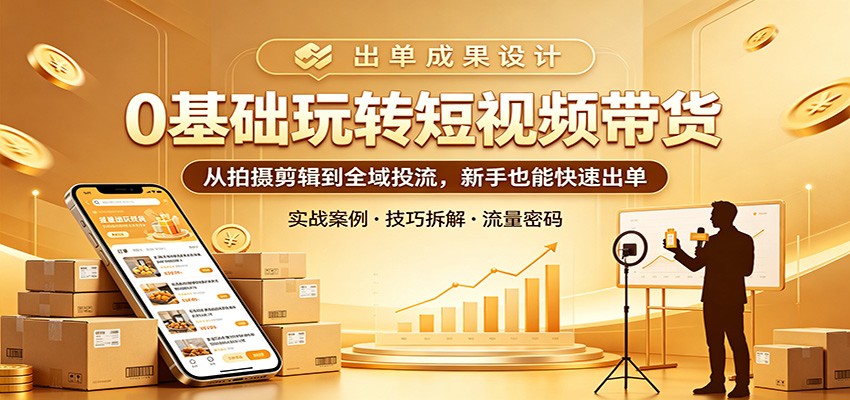 0基础玩转短视频带货:从拍摄剪辑到全域投流,新手也能快速出单-云途创业网