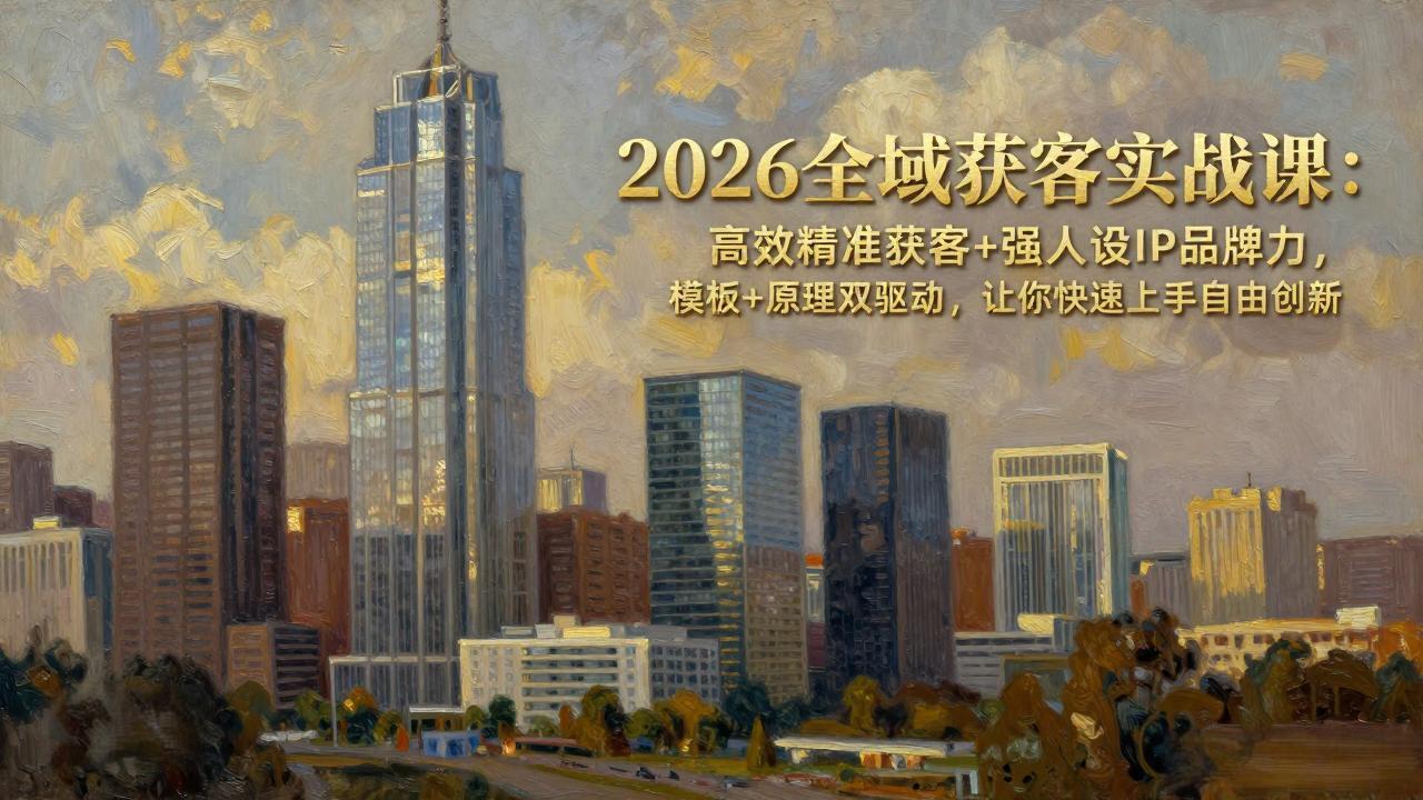 2026全域获客实战课:高效精准获客+强人设IP品牌力,模板+原理双驱动,让你快速上手自由创新-云途创业网