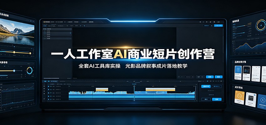 一人工作室AI商业短片创作营：全套AI工具库实操，光影品牌叙事成片落地教学-云途创业网