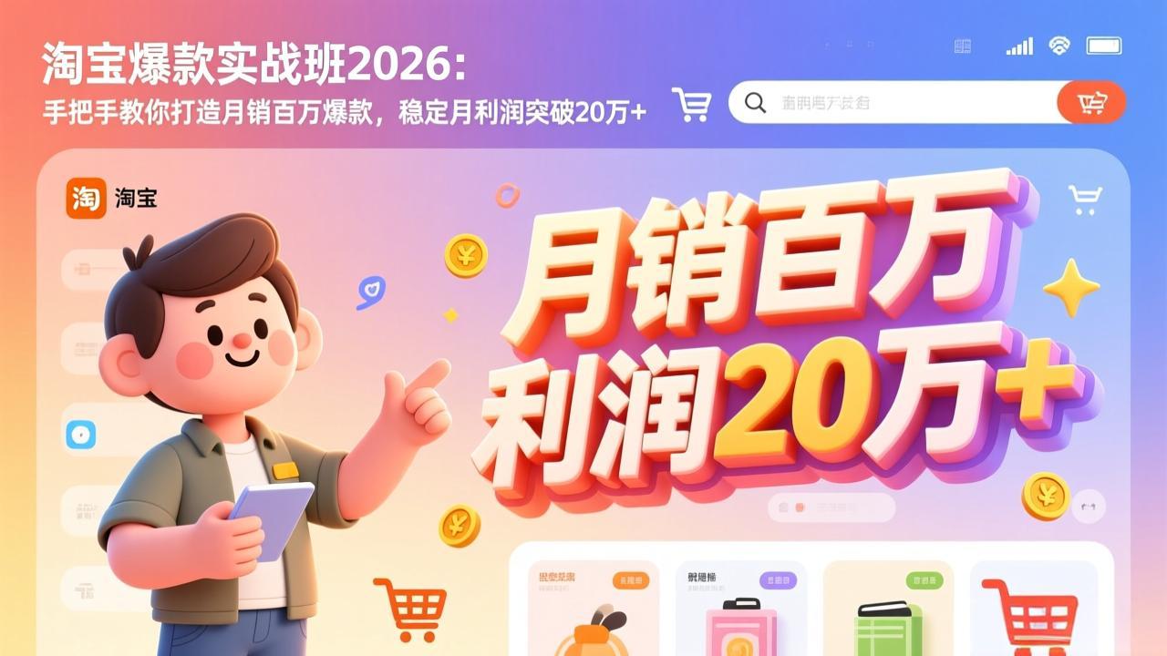 淘宝爆款实战班-2026年3月更新:手把手教你打造月销百万爆款,稳定月利润突破20万+-云途创业网