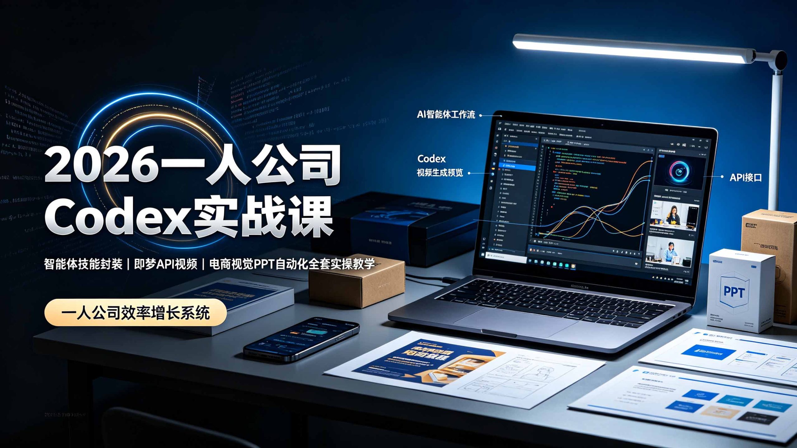 2026一人公司Codex实战课◆智能体技能封装|即梦API视频|电商视觉PPT自动化全套实操教学-云途创业网