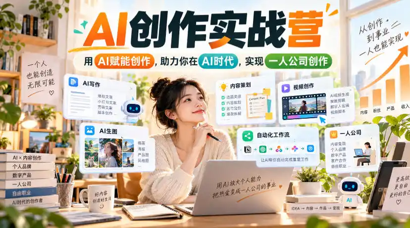 AI创作实战营，用AI赋能创作，助力你在AI时代，实现一人公司创作(更新)-云途创业网
