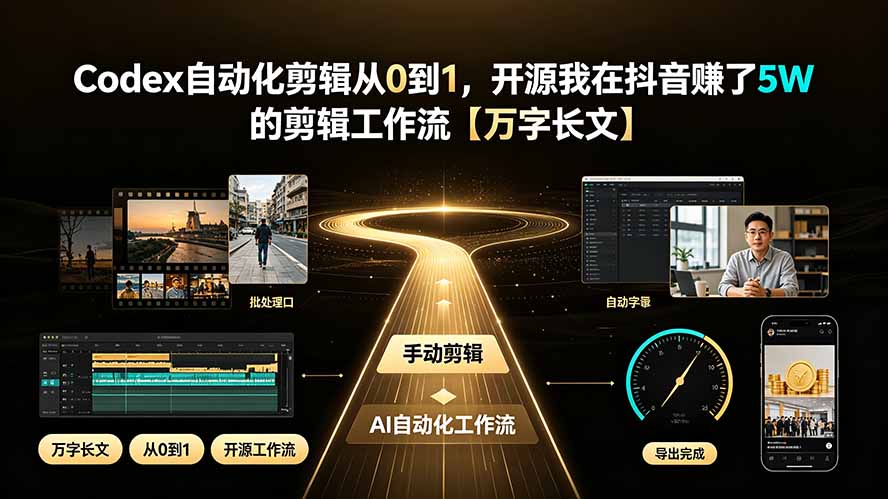 Codex自动化剪辑从0到1,开源我在抖音赚了5W 的剪辑工作流【万字长文】-云途创业网