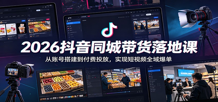 2026抖音同城带货落地课：从账号搭建到付费投放，实现短视频全域爆单-云途创业网