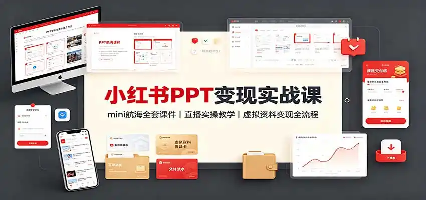 小红书PPT变现实战课：mini航海全套课件+直播实操教学，虚拟资料变现全流程-云途创业网
