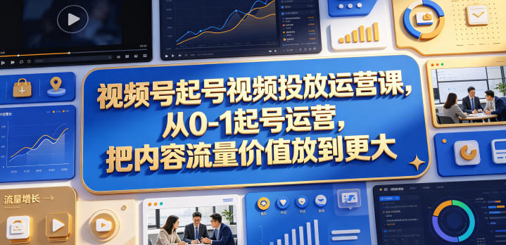 视频号起号视频投放运营课,从0-1起号运营,把内容流量价值放到更大-云途创业网