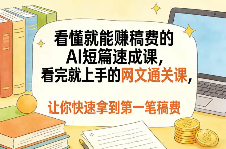 看懂就能賺稿费的AI短篇速成课，看完就上手的网文通关课，让你快速拿到第一笔稿费(更新8月)-云途创业网