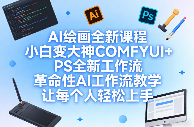 AI绘画全新课程，小白变大神COMFYUI+PS全新工作流，革命性AI工作流教学，让每个人轻松上手-云途创业网