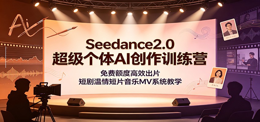 Seedance2.0超级个体AI创作训练营:免费额度高效出片,短剧温情短片音乐MV系统教学-云途创业网