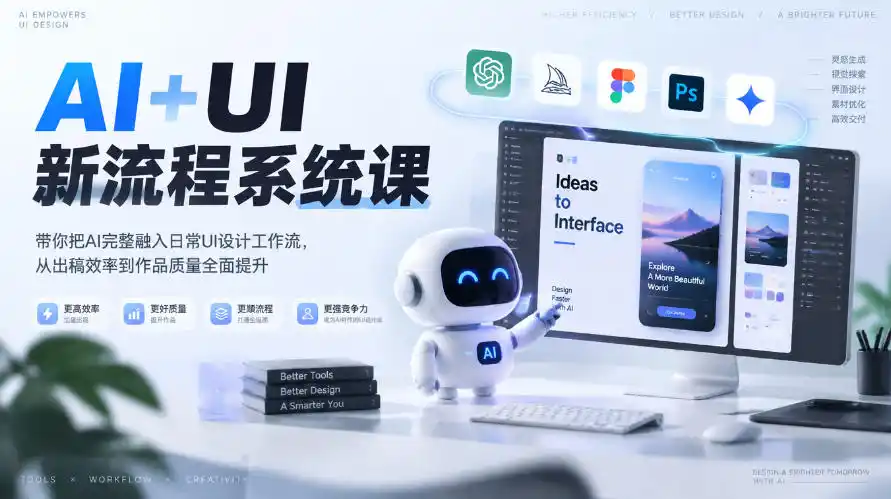 【无水印】AI+UI新流程系统课，带你把AI完整融入日常UI设计工作流，从出稿效率到作品质量全面提升(2026第4期)-云途创业网