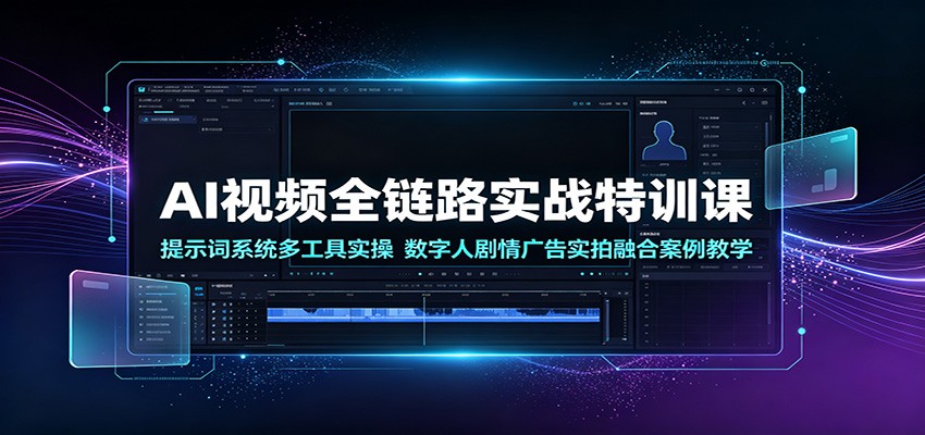AI视频全链路实战特训课：提示词系统多工具实操，数字人剧情广告实拍融合案例教学-云途创业网