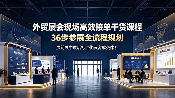 外贸展会现场高效接单干货课程,36步参展全流程规划,展前展中展后标准化获客成交体系-云途创业网