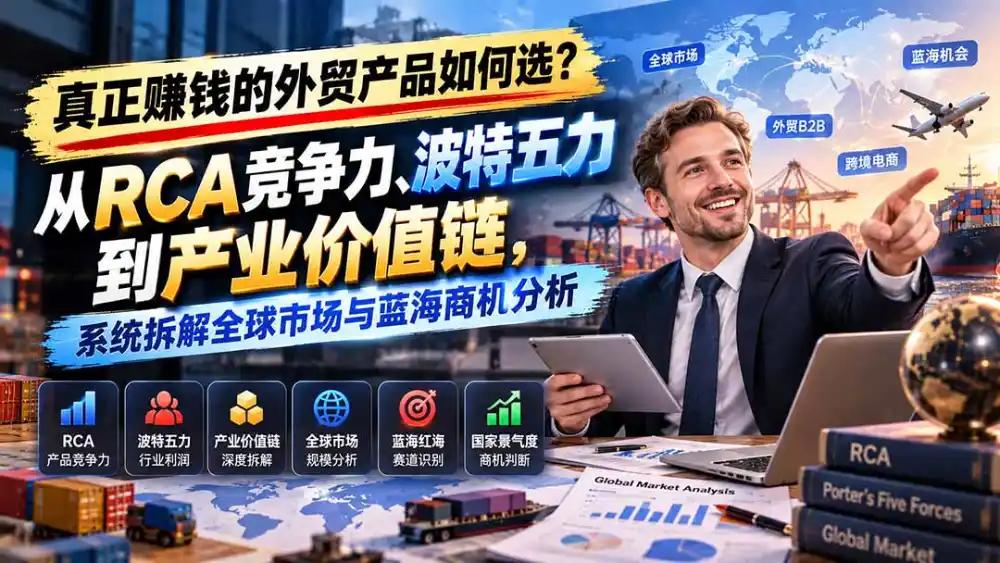 真正赚钱的外贸B2B产品如何选？从RCA竞争力、波特五力到产业价值链，系统拆解全球市场与蓝海商机分析-云途创业网