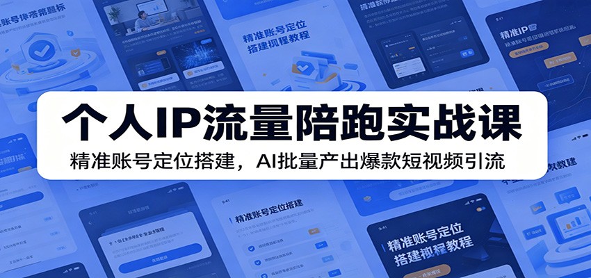 个人IP流量陪跑实战课：精准账号定位搭建，AI批量产出爆款短视频引流-云途创业网