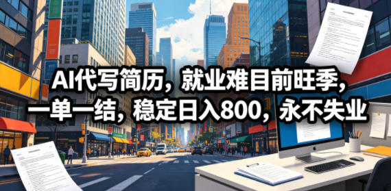 AI代写简历,就业难目前旺季,一单一结,稳定日入800,永不失业-云途创业网