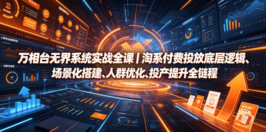 万相台无界系统实战全课｜淘系付费投放底层逻辑、场景化搭建、人群优化、投产提升全链路运营教程-云途创业网
