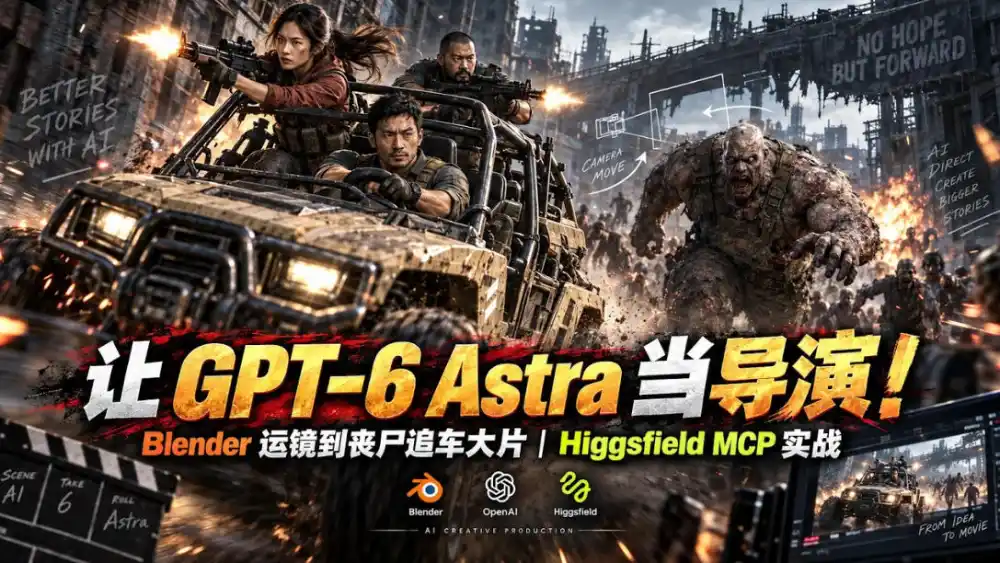 让GPT-6 Astra当导演！Blender运镜到丧尸追车大片｜Higgsfield MCP实战-云途创业网