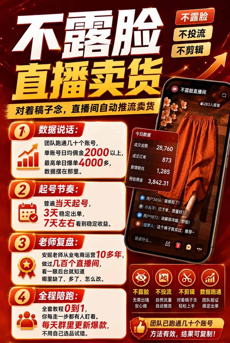 不露脸不投流,这个直播间让我月入过万!没人出镜,订单却一直在出,宝妈直播2小时,佣金839元 不露脸不投流,这个直播间让我月入过万!没人出镜,订单却一直在出,宝妈直播2小时,佣金839元