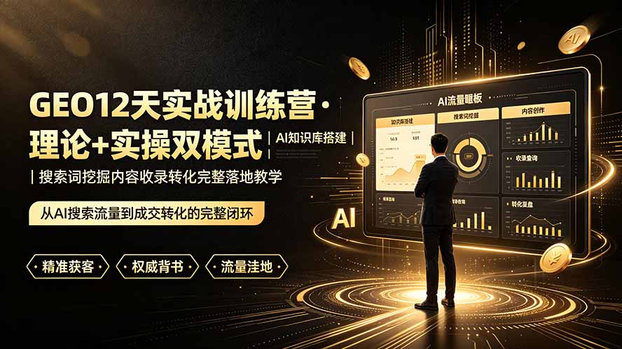GEO12天实战训练营·理论+实操双模式｜AI知识库搭建｜搜索词挖掘内容收录转化完整落地教学-云途创业网