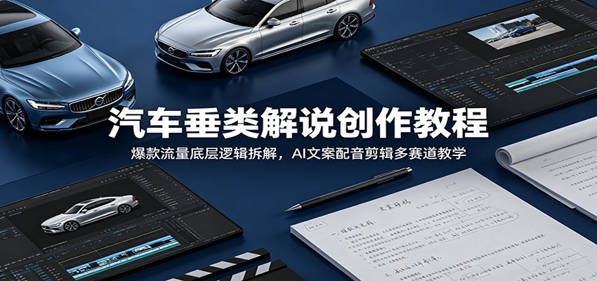汽车垂类解说创作教程：爆款流量底层逻辑拆解，AI文案配音剪辑多赛道教学-云途创业网