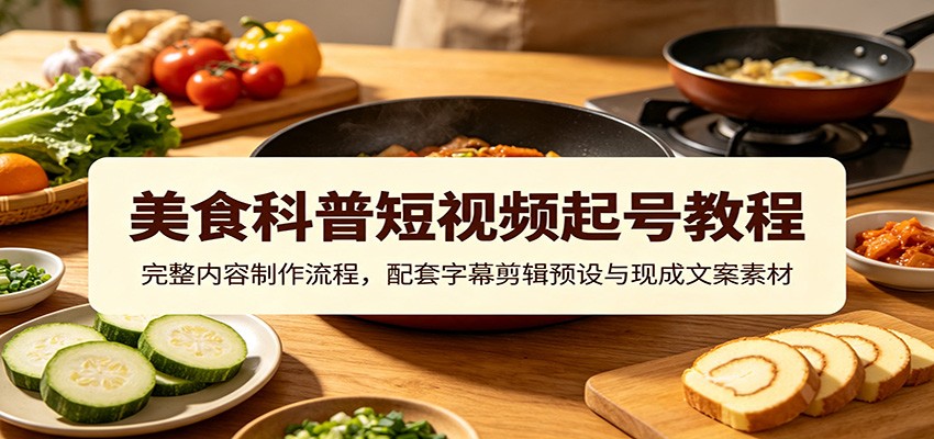 美食科普短视频起号教程：完整内容制作流程，配套字幕剪辑预设与现成文案素材-云途创业网