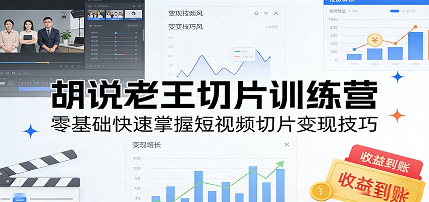 胡说老王切片训练营，零基础快速掌握短视频切片变现技巧-云途创业网