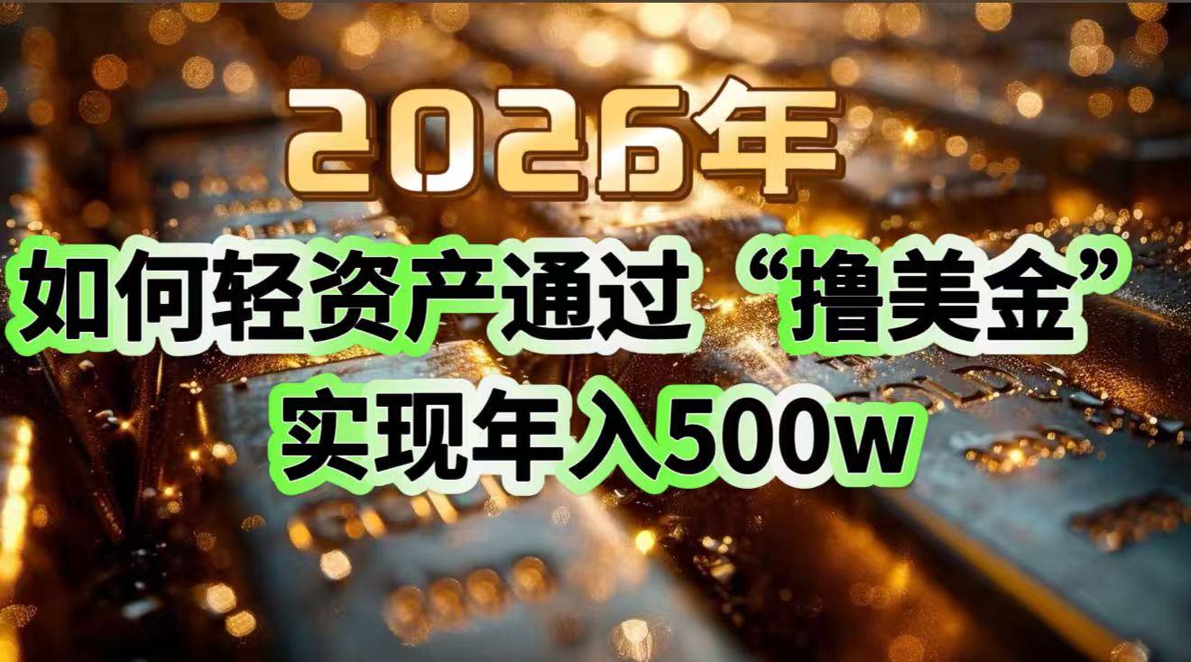 2026年如何轻资产通过“撸美金”实现年入500w-云途创业网
