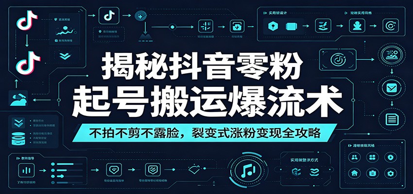 揭秘抖音零粉起号搬运爆流术：不拍不剪不露脸，裂变式涨粉变现全攻略-云途创业网