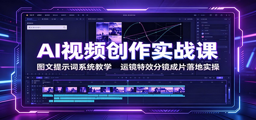 AI视频创作实战课：图文提示词系统教学，运镜特效分镜成片落地实操-云途创业网