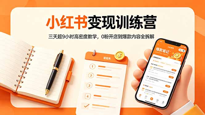 小红书变现训练营:三天超9小时高密度教学,0粉开店到爆款内容全拆解-云途创业网