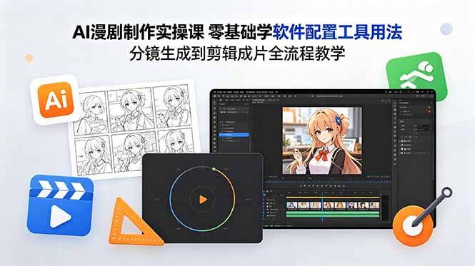 AI漫剧制作实操课 零基础学软件配置工具用法 分镜生成到剪辑成片全流程教学-云途创业网