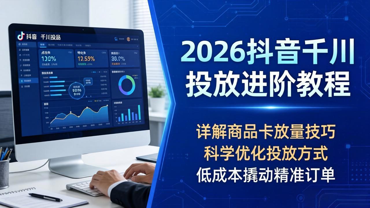 2026抖音千川投放进阶教程,详解商品卡放量技巧,科学优化投放方式,低成本撬动精准订单-云途创业网