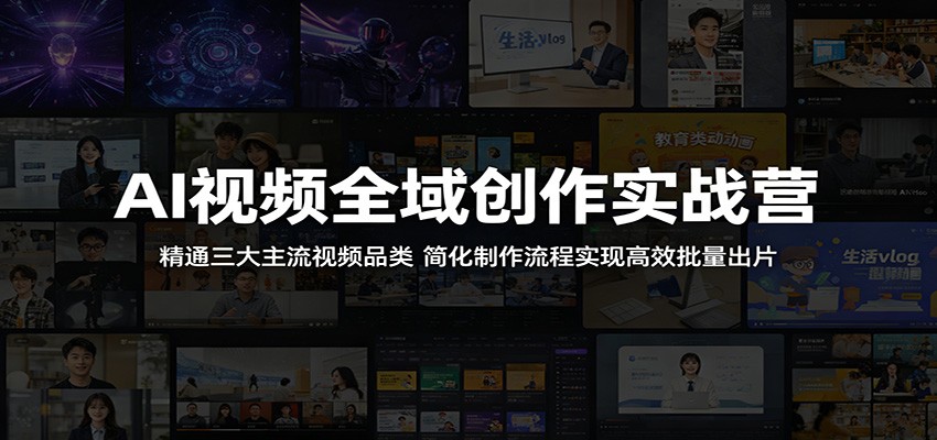 AI视频全域创作实战营：精通三大主流视频品类，简化制作流程实现高效批量出片-云途创业网
