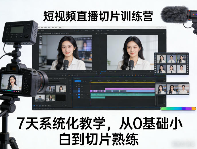 短视频直播切片训练营,7天系统化教学,从0基础小白到切片熟练-云途创业网