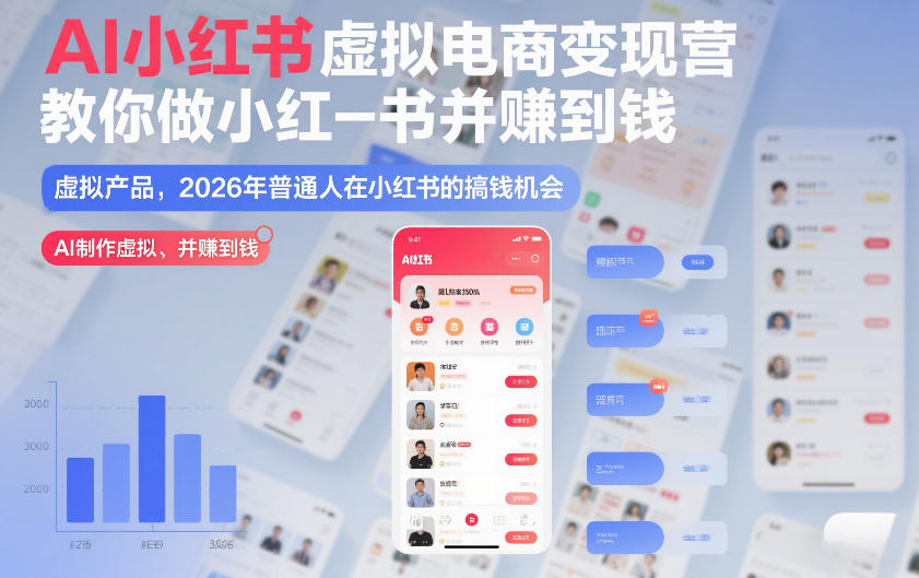 AI小红书虚拟电商变现营，教你做小红书并賺到钱，虚拟产品，2026年普通人在小红书的搞钱机会(完结)-云途创业网