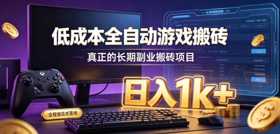 低成本全自动游戏搬砖,真正的长期副业搬砖项目,日入1k+,全程傻瓜式落地【揭秘】-云途创业网
