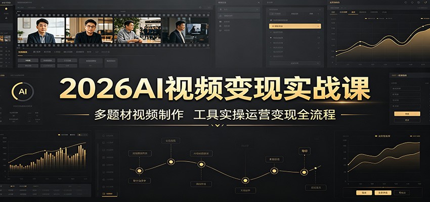 2026AI视频变现实战课：多题材视频制作，工具实操运营变现全流程-云途创业网