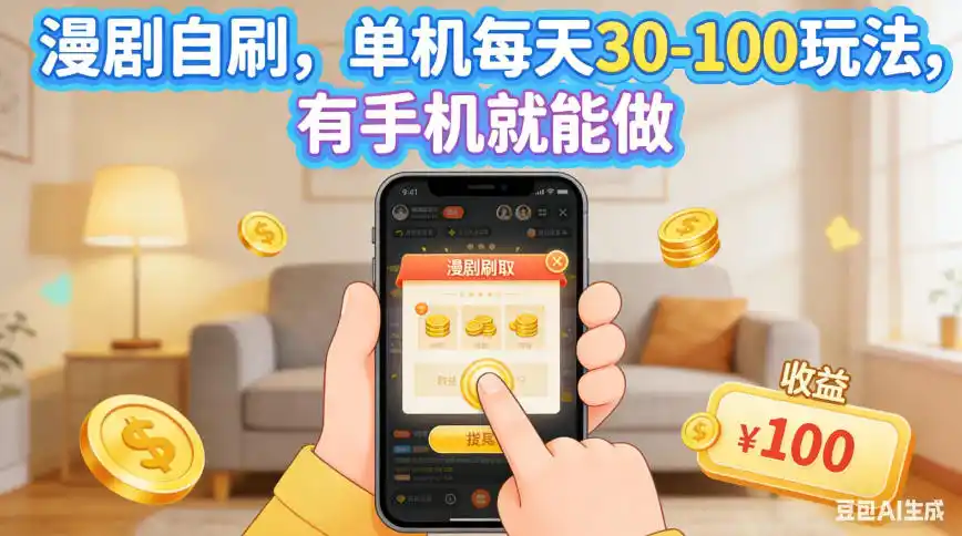 漫剧自刷，单机每天30-100玩法，有手机就能做，可矩阵操作放大收益【揭秘】-云途创业网