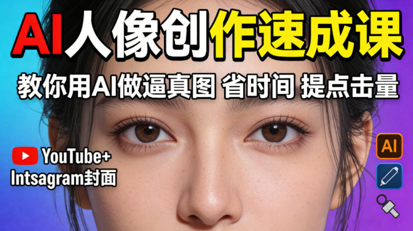 YouTube+Instagram封面没人点?AI人像创作速成课,教你用AI做逼真图,省时间还能提点击量!-云途创业网