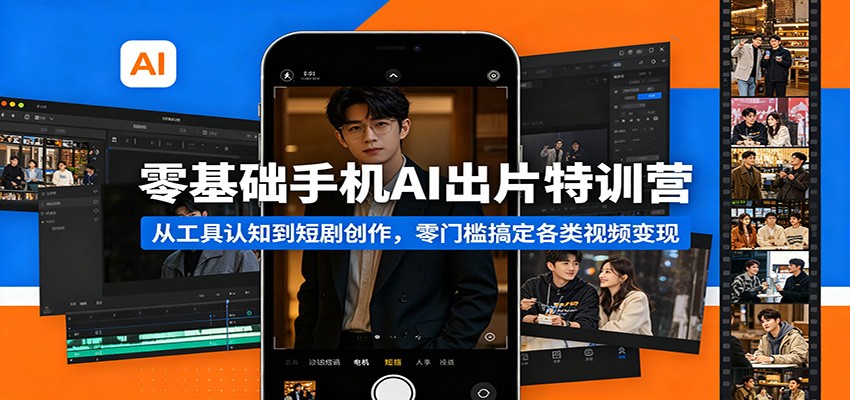 零基础手机AI出片特训营：从工具认知到短剧创作，零门槛搞定各类视频变现-云途创业网